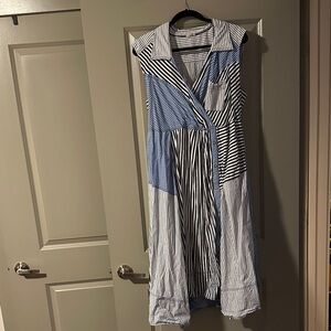 Anthropologie Pilcro Sleeveless Blue and White Striped Shirt Dress